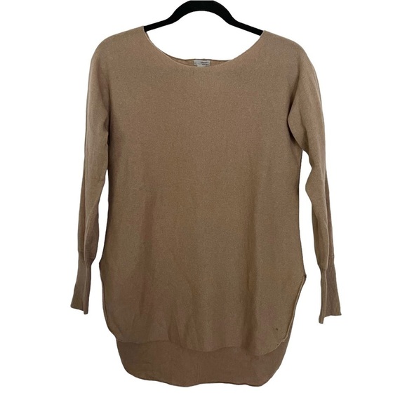 Halogen Tan 100% Cashmere Hi Low Hem Sweater XS - Picture 1 of 9